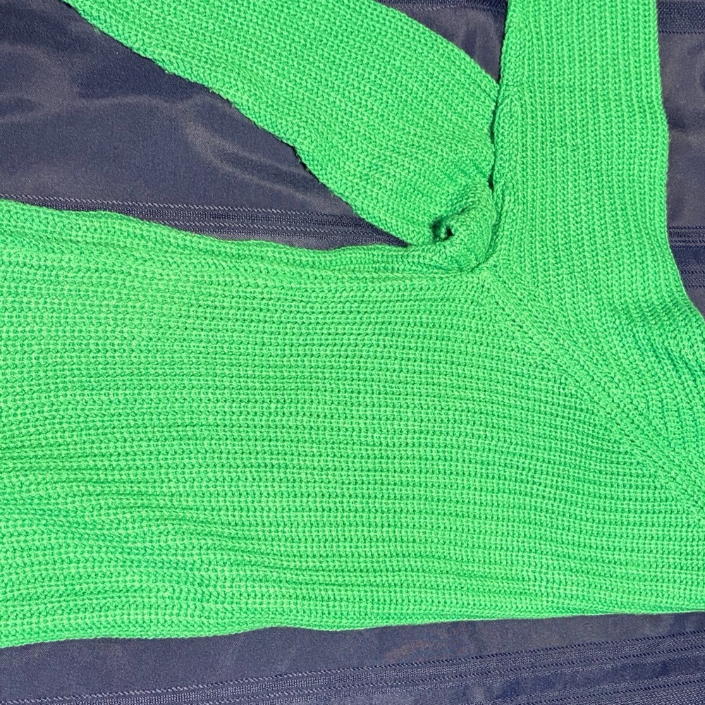 Bright Green Ribbed Crewneck Sweater